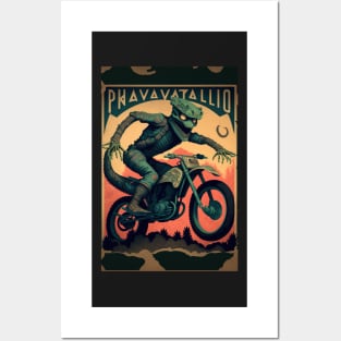 Green Monster riding Dirt bike Posters and Art